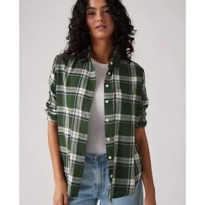 Levi's Relaxed Fit Harriet Plaid Flannel Shirt Green‎ Large New With Tags